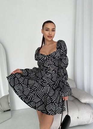 Сукня міні з відкритими плечима рукава ліхтарики кльош спинка на зав'язках плаття рожева чорна з імітацією корсету з квітковим принтом літня