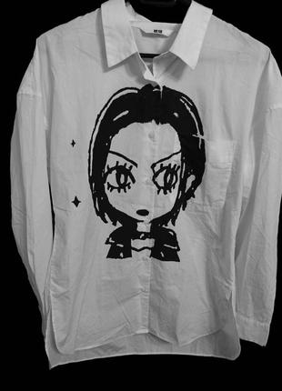 Кастомна біла сорочка жіноча з зображенням nana anime, y2k punk grunge