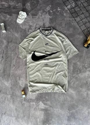 Мужская футболка nike на лето в сером цвете premium качества, стильная и удобная футболка на каждый день