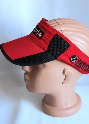 Козирок swatch сонцезахисний червоно-чорний на липучці one size