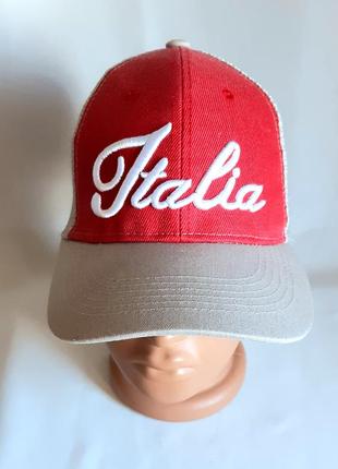 Кепка бейсболка italia червоно-сіра із сіткою на застібці one size