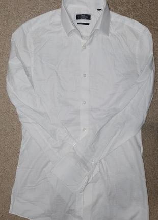 Фирменная натуральная бело-молочная рубашка next
