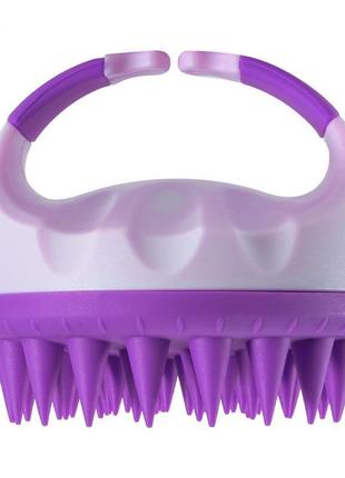 Силіконова щітка для миття волосся колір двох фіолетовий. масажер щітки для голови. щітка-шабер1 фото
