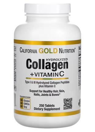 Колаген типів 1 та 3, плюс вітамін с 250табл. California gold nutrition, collagenup, коллаген