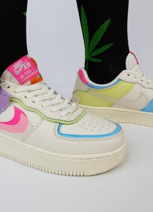 Кросівки репл.  жіночі кольорові nike air force 1 shadow double swoosh. взуття жіноче найк аїр форсе 1 шедоу9 фото