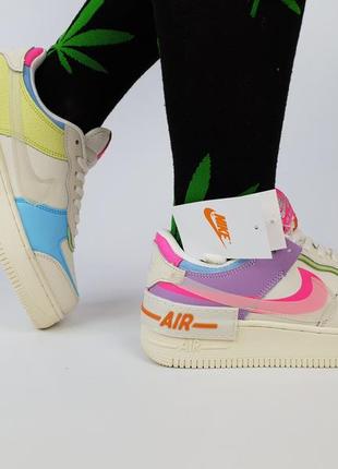 Кроссовки репл. женские разноцветные nike air force 1 shadow double swoosh. обувь женская найк аир форсе 17 фото