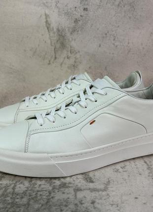 Кроссовки santoni polished white leather sneakers1 фото