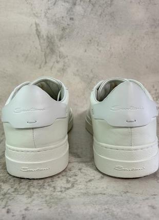 Кроссовки santoni polished white leather sneakers4 фото