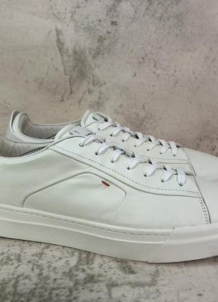 Кроссовки santoni polished white leather sneakers2 фото