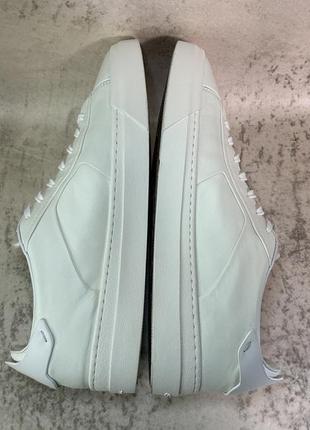 Кроссовки santoni polished white leather sneakers5 фото