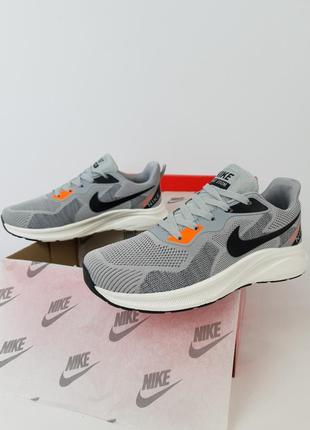 Кроссовки репл. мужские весна лето серые nike air zoom grey white. беговые кроссовки репл. летние для мужчин9 фото