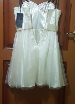 Свадебное короткое платье бюстье2 фото