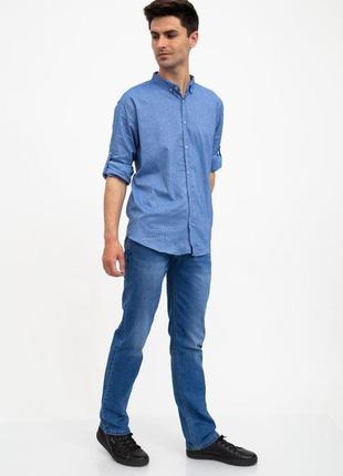 Стильная мужская рубашка, голубая с принтом, 511f0162 фото