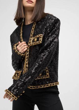 Жакет черный женский блестящий