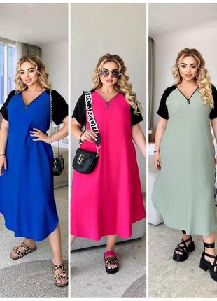 Платье женское жатка льон большие размеры