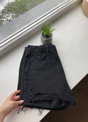 Якісні плотні джинсові шорти висока посадка9 фото