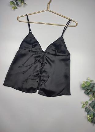 Корсетний топ zara, шовковий топ, чорний топік зара, чорний топ в білизняному стилі3 фото