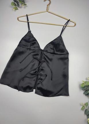 Корсетний топ zara, шовковий топ, чорний топік зара, чорний топ в білизняному стилі10 фото