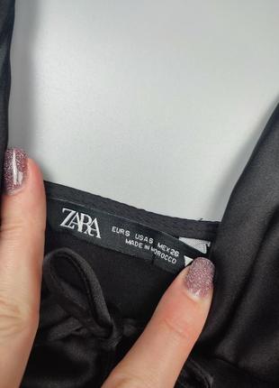 Корсетний топ zara, шовковий топ, чорний топік зара, чорний топ в білизняному стилі6 фото