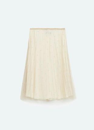 Юбка zara, юбка с талией на резинке, юбка зара с сеткой, юбка с сеткой, юбка плиссе3 фото