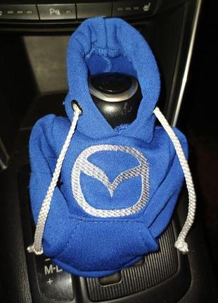 Чехол кофта худи аксессуар на кпп car hoodie мазда mazda синий подарок автомобилисту 10070