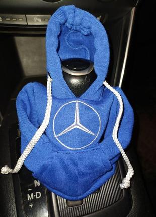 Чехол кофта худи аксессуар на кпп car hoodie мерседес mercedes синий подарок автомобилисту 10070