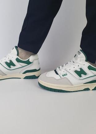 Кроссовки репл. мужские зеленые new balance 550 green white. женские кроссовки репл. белые с зеленым нью7 фото