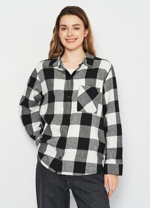 Рубашка в клетку h&m divided 100% коттон фланель