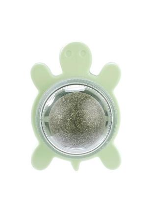 Іграшка куля котяча м'ята/ petleon / ласощі з натуральної м'яти для кішок зелена черепаха