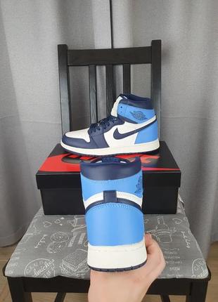 Мужские кроссовки репл. nike air jordan 1 retro high og obsidian синие. обувь найк аир джордан ретро 12 фото