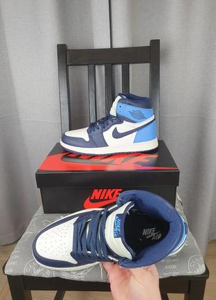 Мужские кроссовки репл. nike air jordan 1 retro high og obsidian синие. обувь найк аир джордан ретро 17 фото