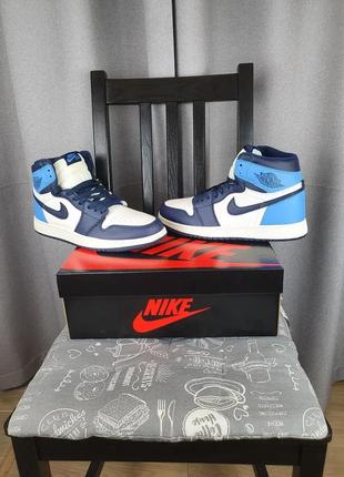 Мужские кроссовки репл. nike air jordan 1 retro high og obsidian синие. обувь найк аир джордан ретро 16 фото