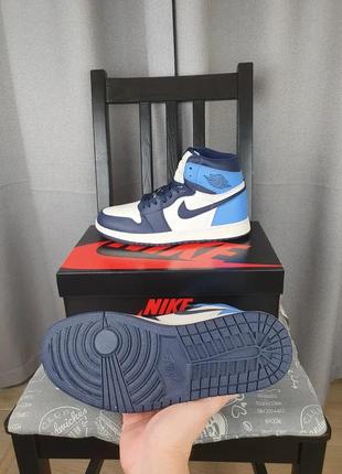 Мужские кроссовки репл. nike air jordan 1 retro high og obsidian синие. обувь найк аир джордан ретро 14 фото