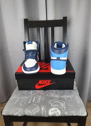 Мужские кроссовки репл. nike air jordan 1 retro high og obsidian синие. обувь найк аир джордан ретро 18 фото