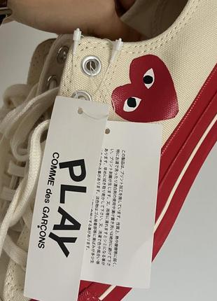 Converse comme des garcons play cdg chuck taylor 70 low кроссовки кеды лимитированные премиум оригинал светлые беж стильные интересные