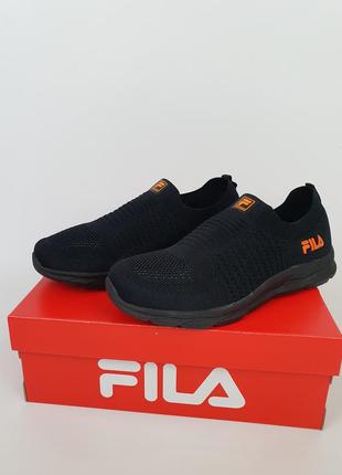 Мокасины мужские летние черные с оранжевым fila mind zero black orange. мужские кроссовки репл. летние черные4 фото