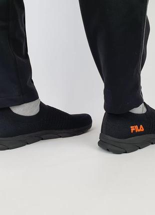 Мокасины мужские летние черные с оранжевым fila mind zero black orange. мужские кроссовки репл. летние черные7 фото