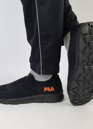 Мокасины мужские летние черные с оранжевым fila mind zero black orange. мужские кроссовки репл. летние черные10 фото