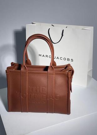 Сумка шопер marc jacobs medium tote bag brown leather