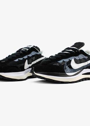 Кроссовки sacai x nike vaporwaffle "black/white"