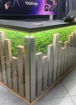 Декоративное оформление ресепшен стабилизированным мхом "ягель"