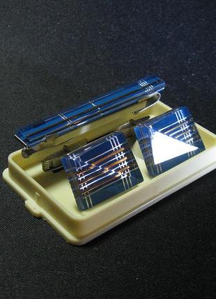 Набор запонки и зажим для галстука ссср в родной оригинальной упаковке минское по им. в.и.ленина