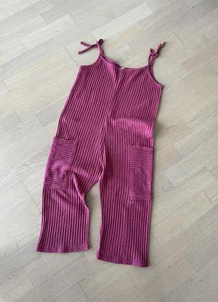 Mango трикотажный комбинезон на бретелях