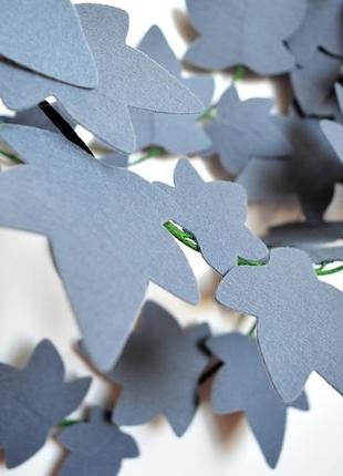 Гирлянда листья плюща, зеленая, серая или бордовая, из фетра