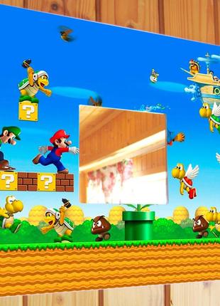 Дзеркало «super mario bros. nintendo» подарунок фанатам ігрових приставок, прикраса дитячої, спальні, офісу, бару