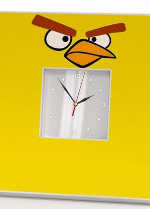 Стильний годинник у дитячу з декором "angry birds" прикольний подарунок прикраса в дитячу кімнату, спальню
