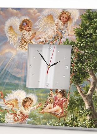 Настінний арт-годинник "янголята" для дитячої кімнати