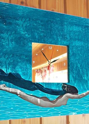 Эксклюзивные настенные часы "девушка под водой" стильный декор для спальни, искусство в подарок