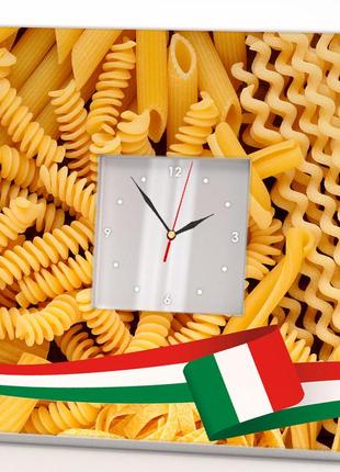 Стильные часы с фото "разные виды итальянской пасты" для кухни, кафе, бара, ресторана