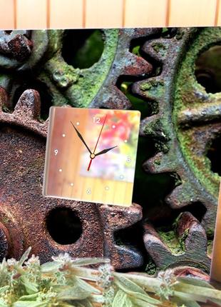 Дизайнерський годинник "стімпанк. іржаві шестерінки механізму" офіс, клуб, бар, ресторан, кафе3 фото